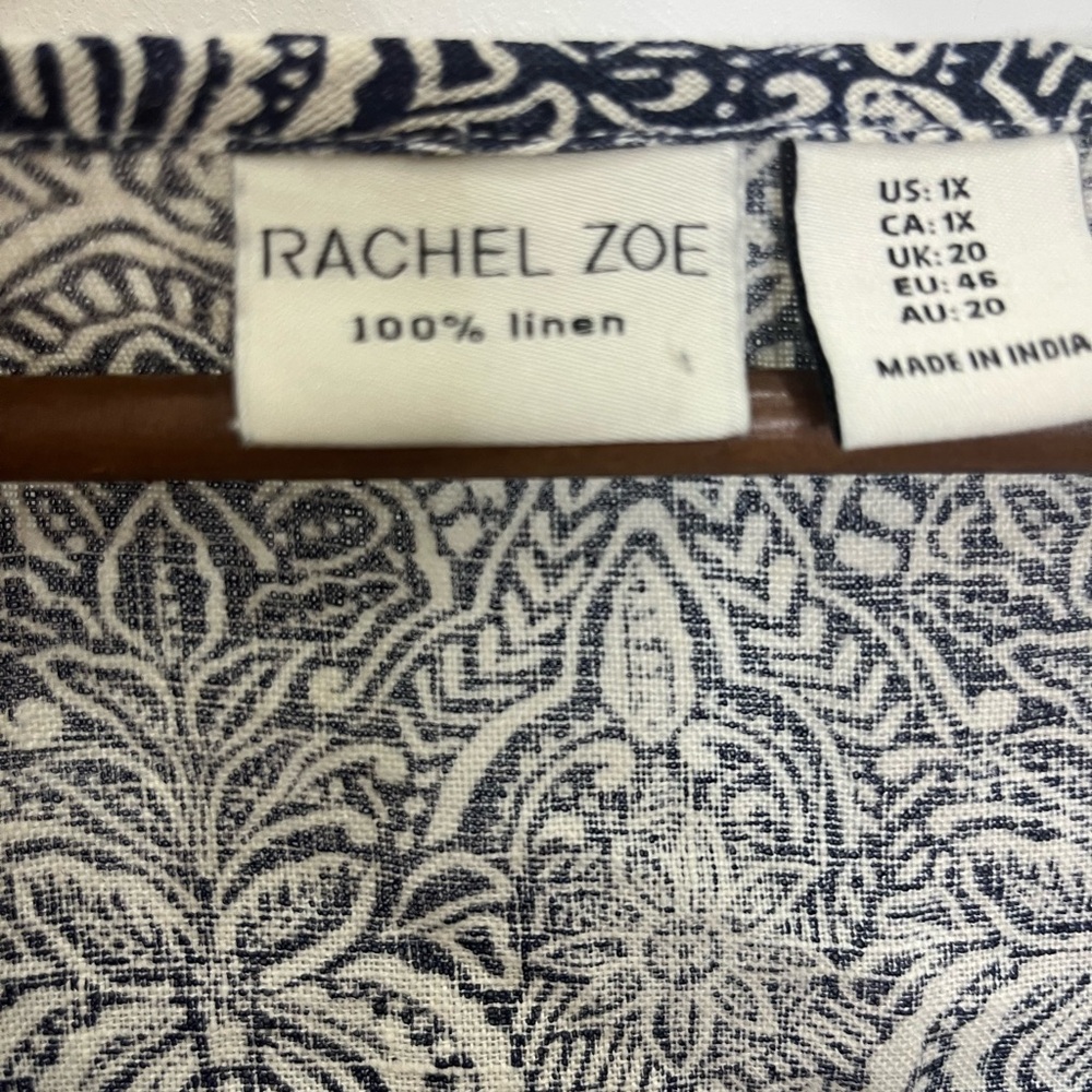Rachel Zoe 100% Linen Blouse Top Women’s Size 1X Plus - Picture 6 of 7